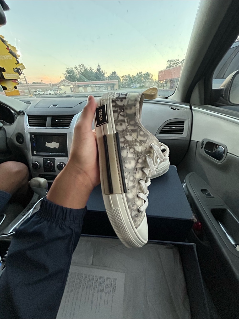 Dior Men’s Beige Gray Monogram High-Top Sneaker